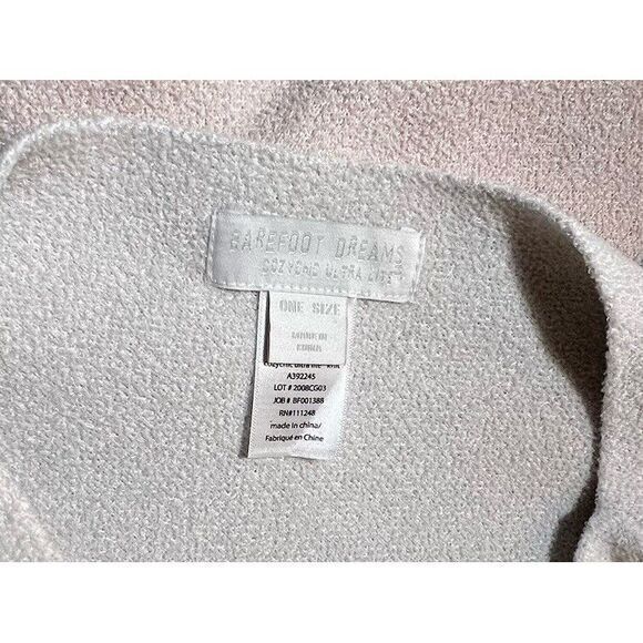 BAREFOOT DREAMS Cozychic UltraLite Knit Poncho White Pink Green Strip One Size - Picture 4 of 6